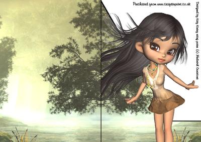 Pocahontas A5 Shaped Front Print and Fold Card