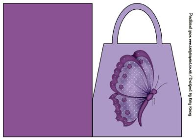 Purple Butterfly Handbag Card