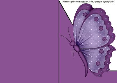 Purple Butterfly A5 Shaped Front Print and Fold Card