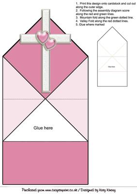 White Cross with Pink Hearts Pop Up Spring Card