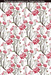 Vibrant Red Flowers on White Background Sheet