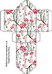 Vibrant Red Flowers on White Tag Gift Box