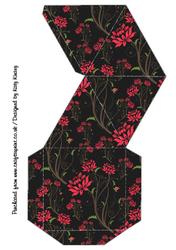 Vibrant Red Flowers on Black Pyramid Gift Box