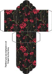 Vibrant Red Flowers on Black Tag Shaped Gift Box