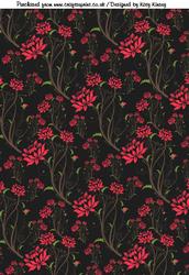 Vibrant Red Flowers on Black Background Sheet