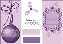 Christmas Bauble in Purple Dl Card Front and Insert