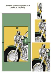 Green Motorbike Over the Edge Card
