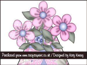 Bouquet of Blooms in Soft Pink 3D Stand Up Pyramid Card Kit