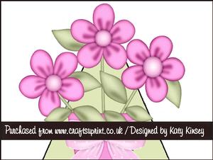 Bouquet of Blooms in Hot Pink 3D Stand Up Pyramid Card Kit