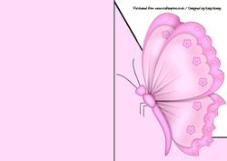 Pink Butterfly A5 Shaped Front Print and Fold Card