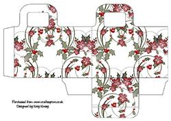 Holly and Poinsettias Christmas Gift Bag