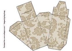 Cream Brocade Cake Slice Gift Box
