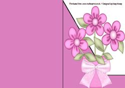 Blooming Lovely in Pink A5 Shaped Front Print and Fold Card