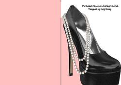 High Heel Shoe with Pearls Shaped Front Card in Black