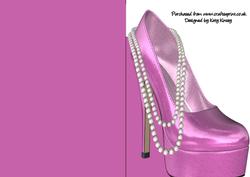 High Heel Shoe with Pearls Shaped Front Card in Hot Pink
