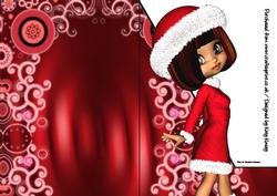 Little Miss Claus Christmas A5 Shaped Front Print & Fold