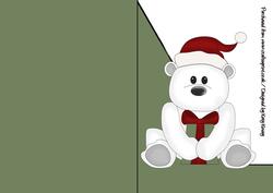 Santa Polar Bear A5 Shaped Front Print & Fold Card