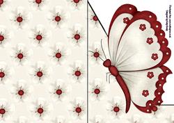 Red & White Butterfly A5 Shaped Front Print and Fold Card