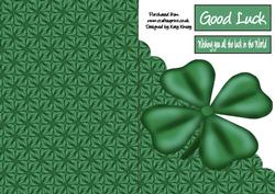 Good Luck 4 Leaf Clover A5 Shaped Front Print & Fold Card