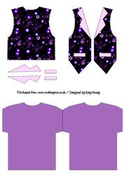 Lilac Stars and Hearts on Black Waistcoat Shaped Card