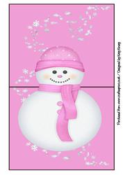 Cute Pink Snowman Over the Edge Card