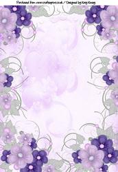 Purple and Lilac Floral Frame A4 Backing Paper