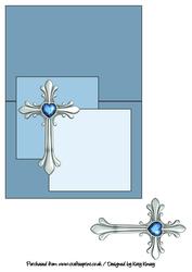 Ornate Cross Over the Edge Card in Blue