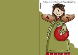 Christmas Angel with Bauble A5 Shaped Print & Fold Card