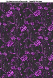 Vibrant Purple Flowers on Black Background Sheet
