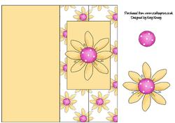 Pink and Yellow Daisy Tall Slim Foldback Card