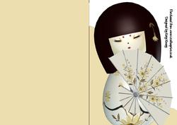 Geisha Girl A5 Shaped Front Card in Cream