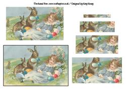 Vintage Easter Bunny Visit Pyramage Sheet