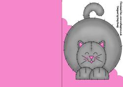 Smokey the Cat A5 Shaped Front Print and Fold Card