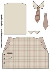 Shirt and Wrap Around Jacket Topper in Cream and Brown Plaid