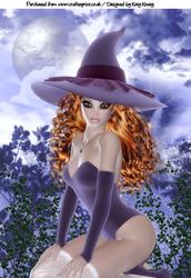 Pretty Witch in Purple A4 Card Topper Auburn