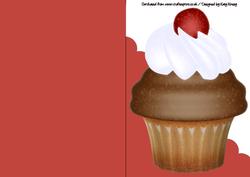 Yummy Chocolate Cupcake A5 Shaped Front Print & Fold Card 2