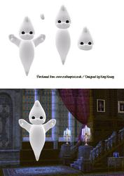 Cute Little Ghost A5 Card Front with Simple Decoupage