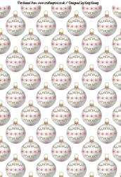 Snowflake Christmas Baubles in White & Red A4 Backing Paper