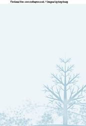 Winter Tree with Snowflakes A4 Backing Paper in Blue