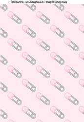 Nappy Diaper Pins in Pink A4 Backing Paper