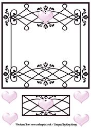 Filligree Backing Panel Frame with Pink Hearts
