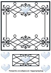 Filligree Backing Panel Frame with Blue Hearts