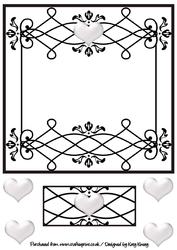 Filligree Backing Panel Frame with White Hearts