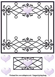Filligree Backing Panel Frame with Lilac Hearts