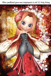 Blossom Fairy in Red A4 Card Front