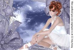 Ballerina Ribbons in White A4 Card Front