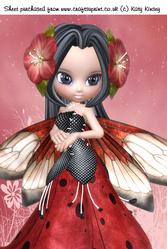Blossom Fairy in Red A4 Card Front #2