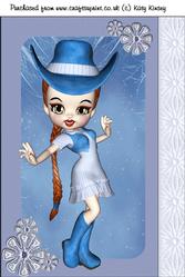 Line Dancer in Blue A4 Card Front