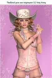 Yee-hah Line Dancer or Cowgirl A4 Card Front in Pink