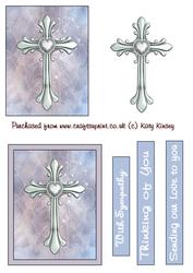 Ornate Blue Cross Sympathy Decoupage